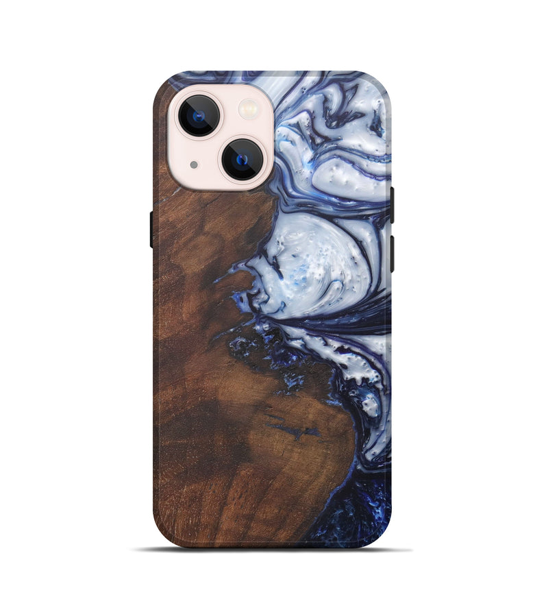 iPhone 13 mini Wood+Resin Live Edge Phone Case - Sinh (Black & White, 588445)