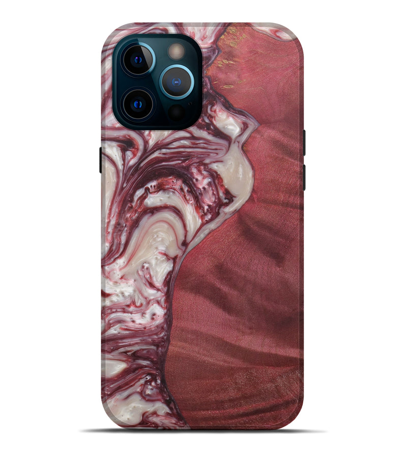 iPhone 12 Pro Max Wood+Resin Live Edge Phone Case - Ulrika (Dark Red, 579168)