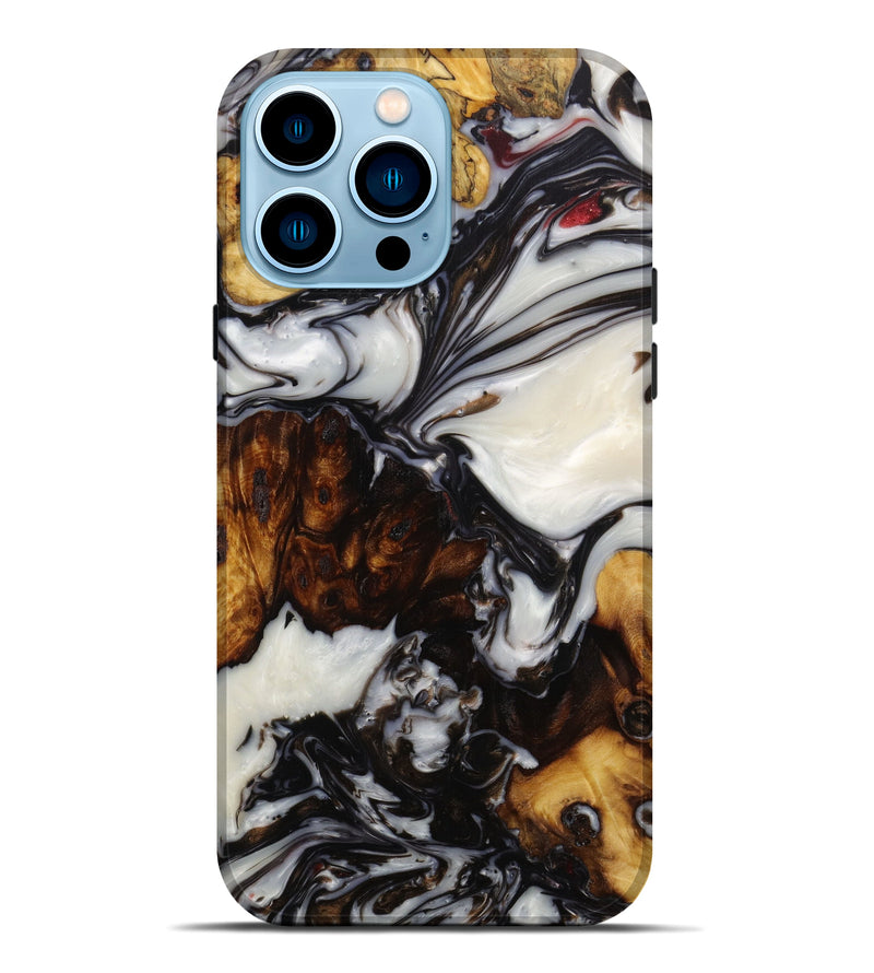 iPhone 14 Pro Max Wood+Resin Live Edge Phone Case - Devante (Black & White, 642278)