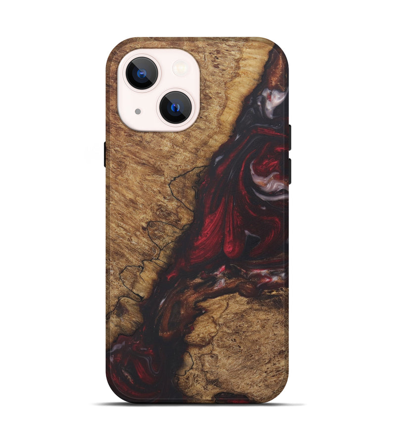 iPhone 13 Wood+Resin Live Edge Phone Case - Rijos (Dark Red, 571559)