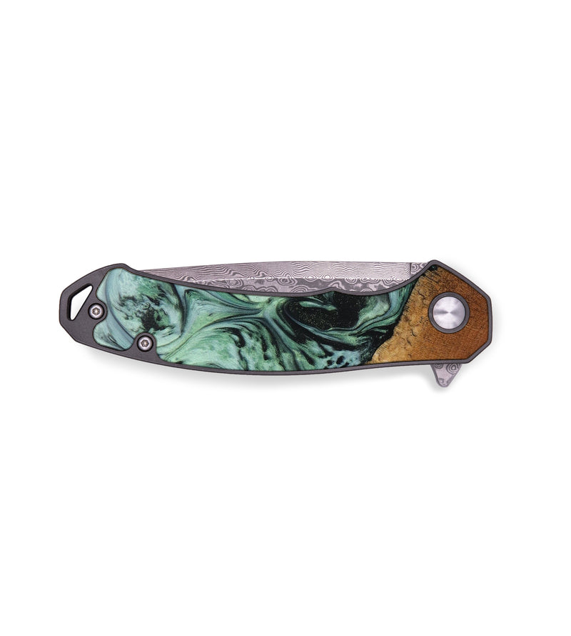 EDC Wood+Resin Pocket Knife - Bruce (Green, 643098)