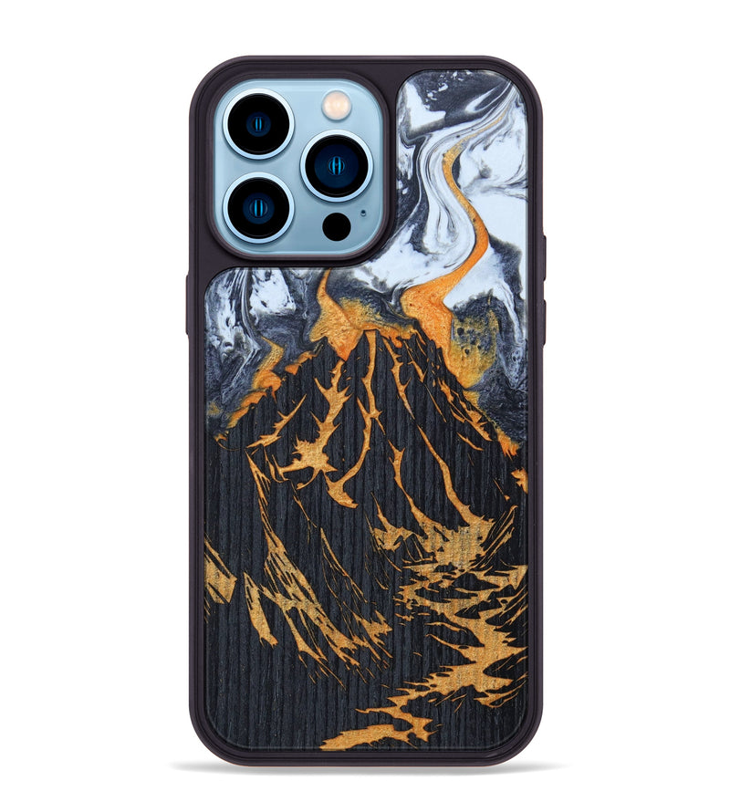 iPhone 14 Pro Max Wood+Resin Phone Case - Kelan (Lava, 627190)