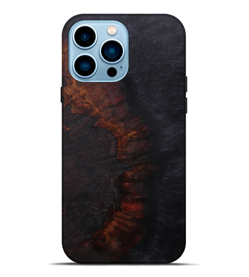 iPhone 14 Pro Max Wood+Resin Live Edge Phone Case - Tiphanie (Pure Black, 587059)