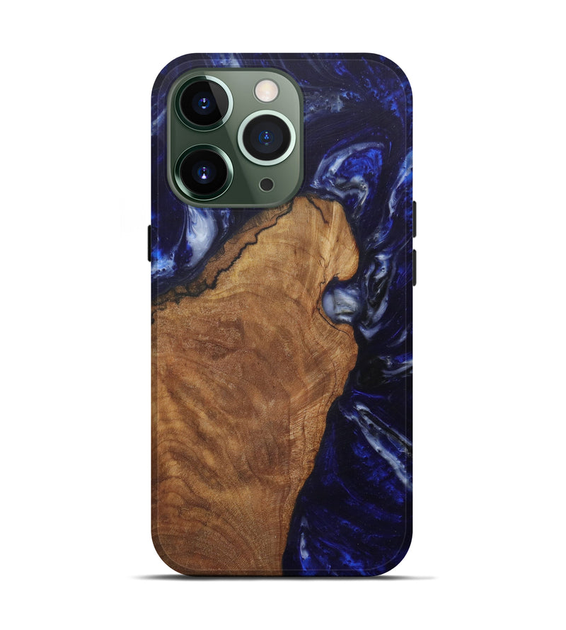 iPhone 13 Pro Wood+Resin Live Edge Phone Case - Schouwen (Dark Blue, 576774)