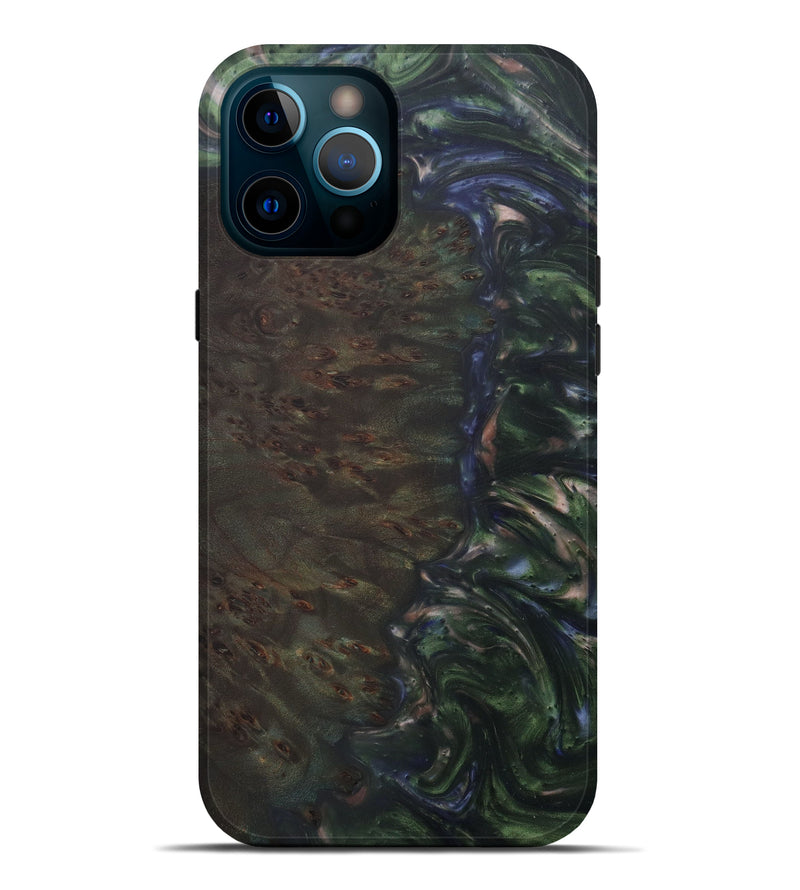 iPhone 12 Pro Max Wood+Resin Live Edge Phone Case - Farouk (Dark Green, 573560)