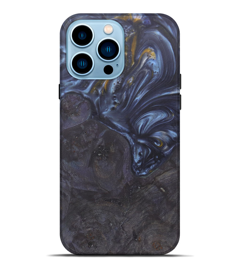 iPhone 14 Pro Max Wood+Resin Live Edge Phone Case - Kjell (Dark Blue, 590636)