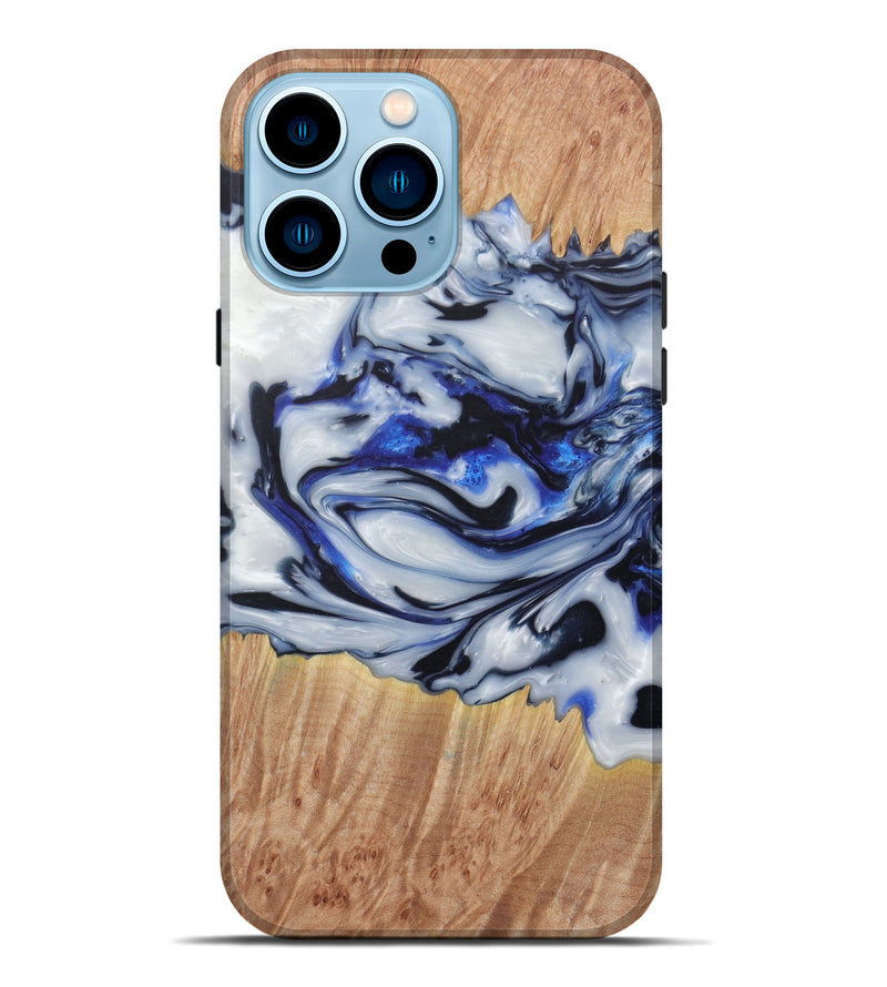 iPhone 14 Pro Max Wood+Resin Live Edge Phone Case - Ainslie (Black & White, 581225)