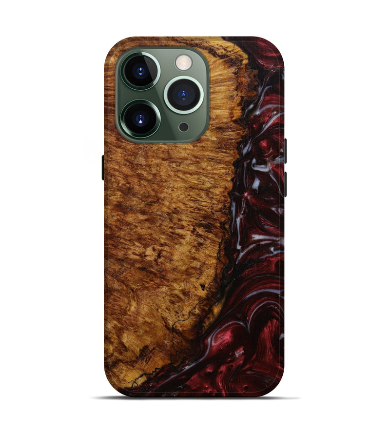 iPhone 13 Pro Wood+Resin Live Edge Phone Case - Gabrielle (Dark Red, 588745)