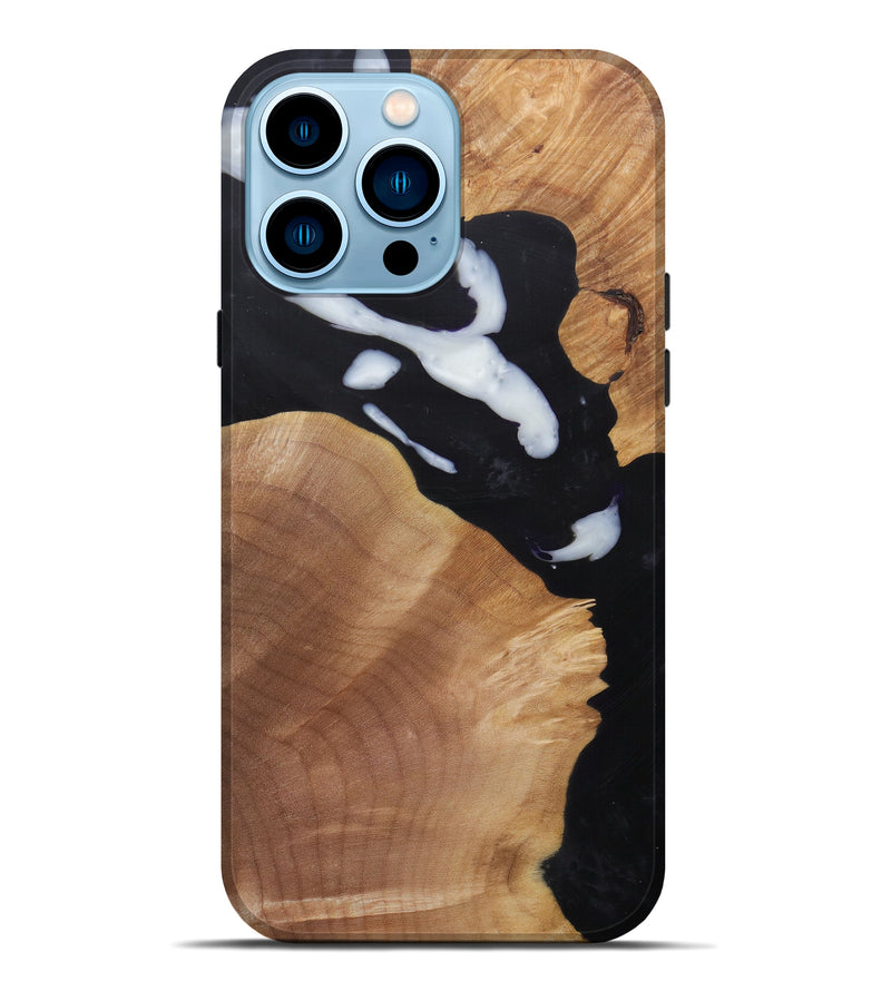 iPhone 14 Pro Max Wood+Resin Live Edge Phone Case - Naresh (Black & White, 581222)