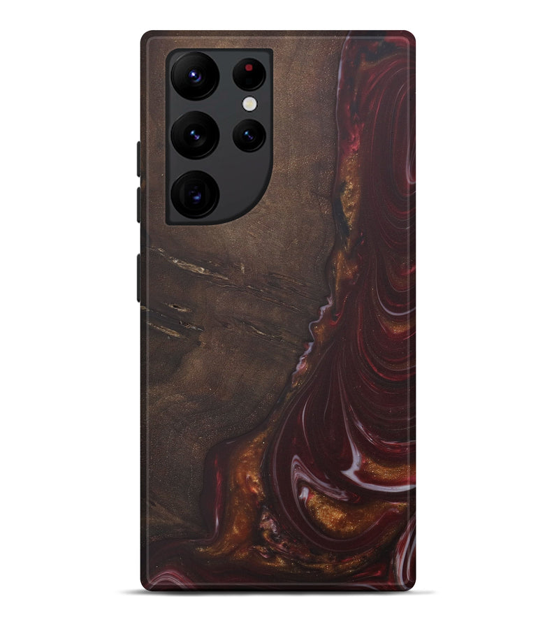Galaxy S22 Ultra Wood+Resin Live Edge Phone Case - Clevon (Dark Red, 571560)