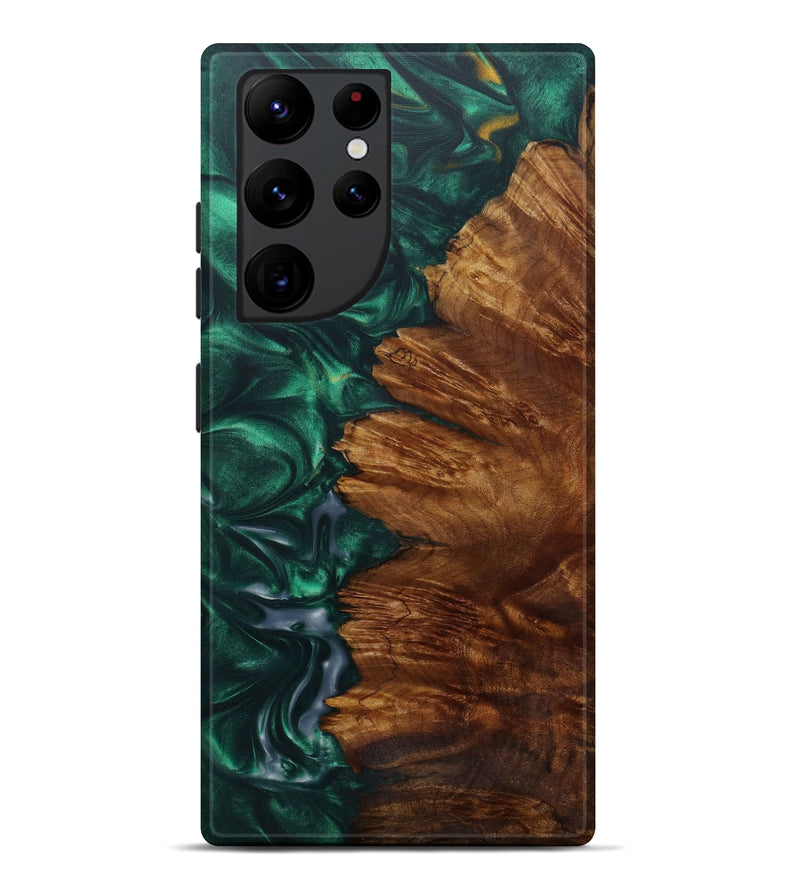 Galaxy S22 Ultra Wood+Resin Live Edge Phone Case - Monling (Dark Green, 571489)