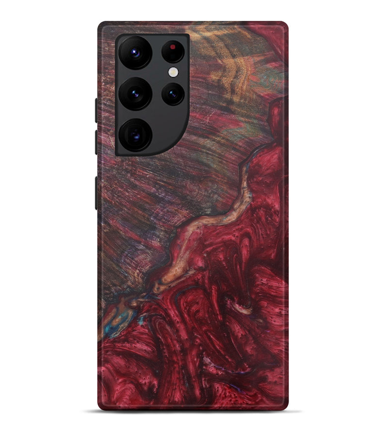 Galaxy S22 Ultra Wood+Resin Live Edge Phone Case - Marnia (Dark Red, 576777)
