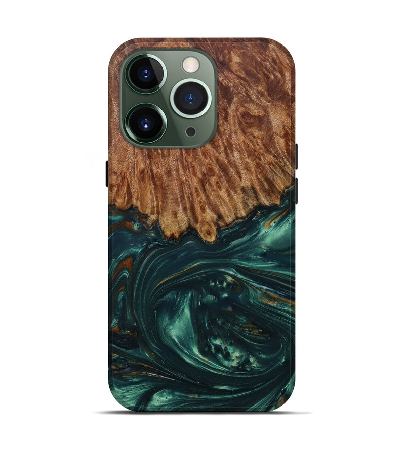 iPhone 13 Pro Wood+Resin Live Edge Phone Case - Margi (Dark Green, 584059)