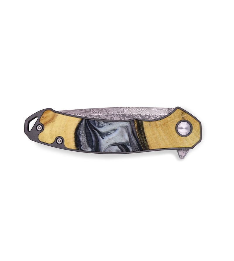 EDC Wood+Resin Pocket Knife - Marquita (Black & White, 641497)
