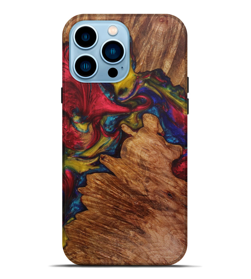 iPhone 14 Pro Max Wood+Resin Live Edge Phone Case - Quon (Dark Red, 582802)