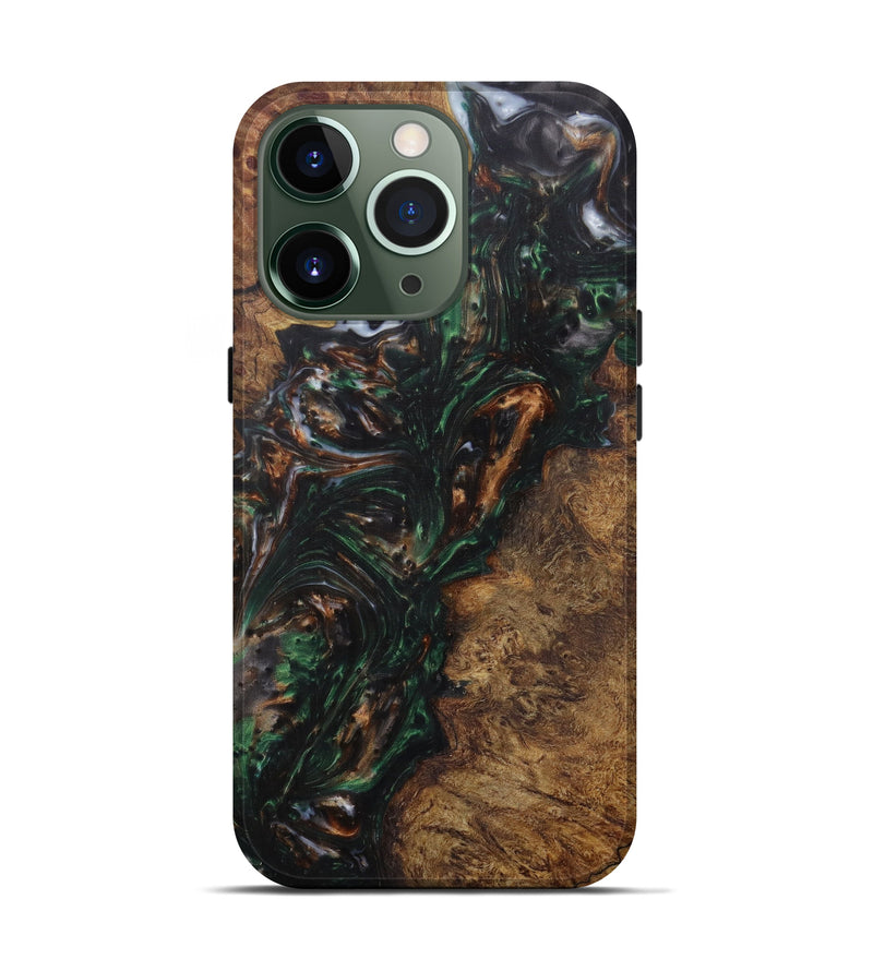 iPhone 13 Pro Wood+Resin Live Edge Phone Case - Cole (Dark Green, 571501)