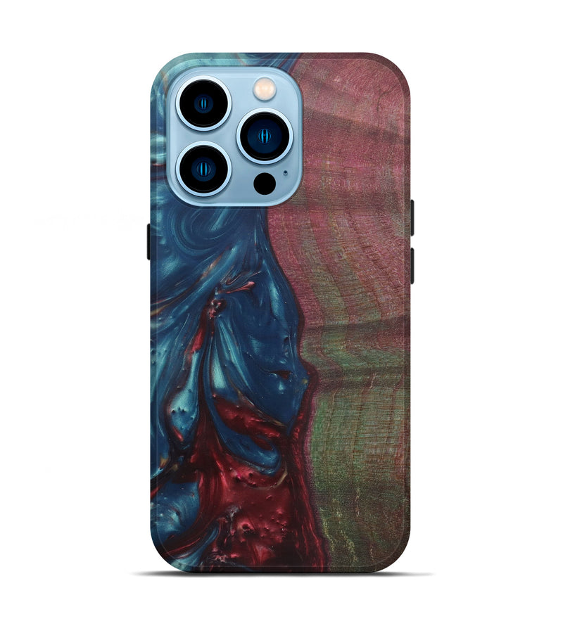 iPhone 14 Pro Wood+Resin Live Edge Phone Case - Merrilee (Light Blue, 579135)