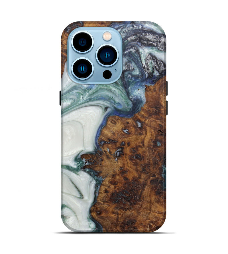 iPhone 14 Pro Wood+Resin Live Edge Phone Case - Danice (Black & White, 588661)