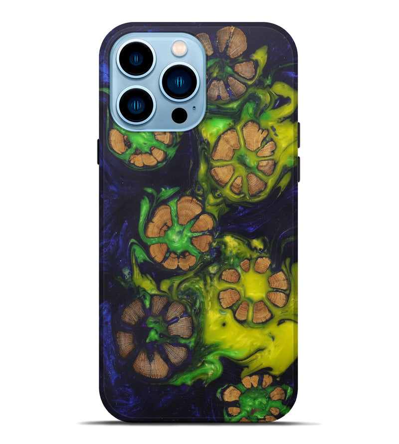 iPhone 14 Pro Max Wood+Resin Live Edge Phone Case - Norio (Dark Blue, 581722)