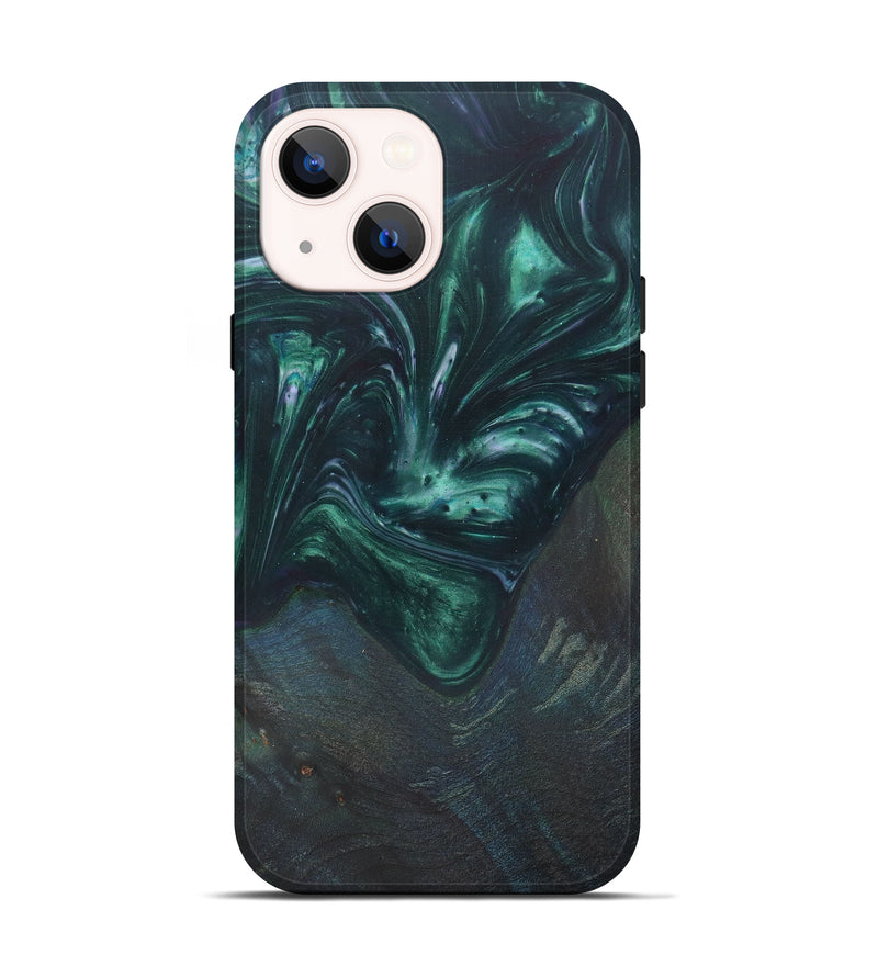 iPhone 13 Wood+Resin Live Edge Phone Case - Peggy (Dark Green, 577449)
