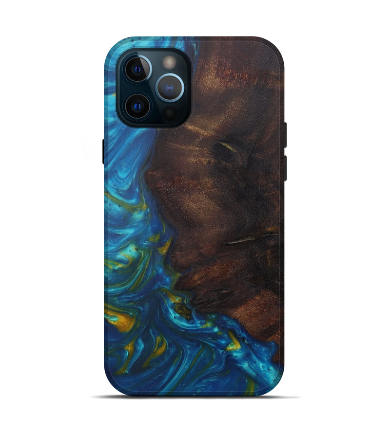 iPhone 12 Pro Wood+Resin Live Edge Phone Case - MaryKay (Teal & Gold, 571548)