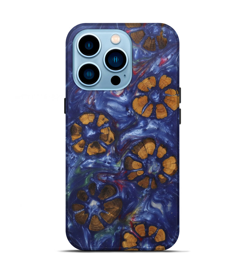 iPhone 14 Pro Wood+Resin Live Edge Phone Case - Kirk (Light Blue, 590042)