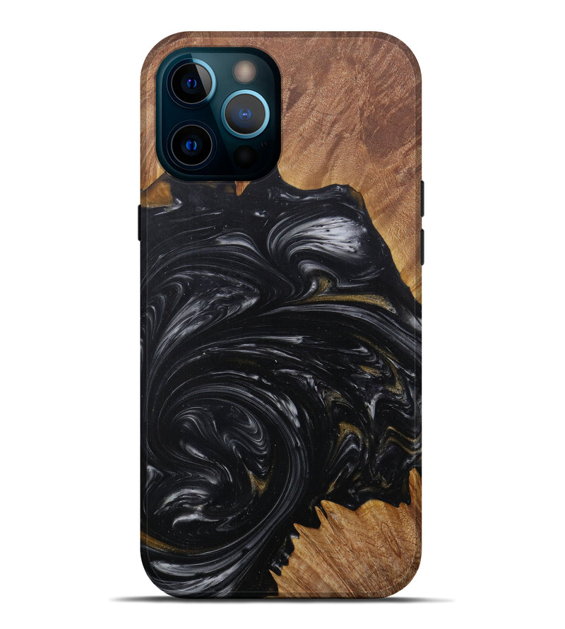 iPhone 12 Pro Max Wood+Resin Live Edge Phone Case - Candra (Black & White, 582833)