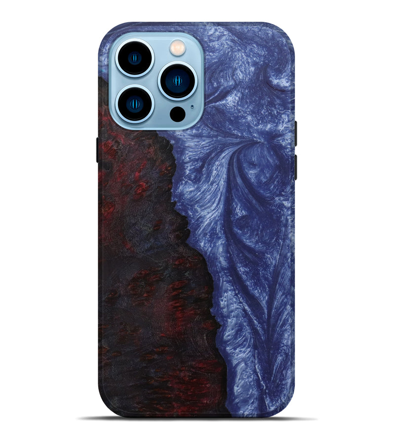 iPhone 14 Pro Max Wood+Resin Live Edge Phone Case - Theresa (Light Blue, 585572)