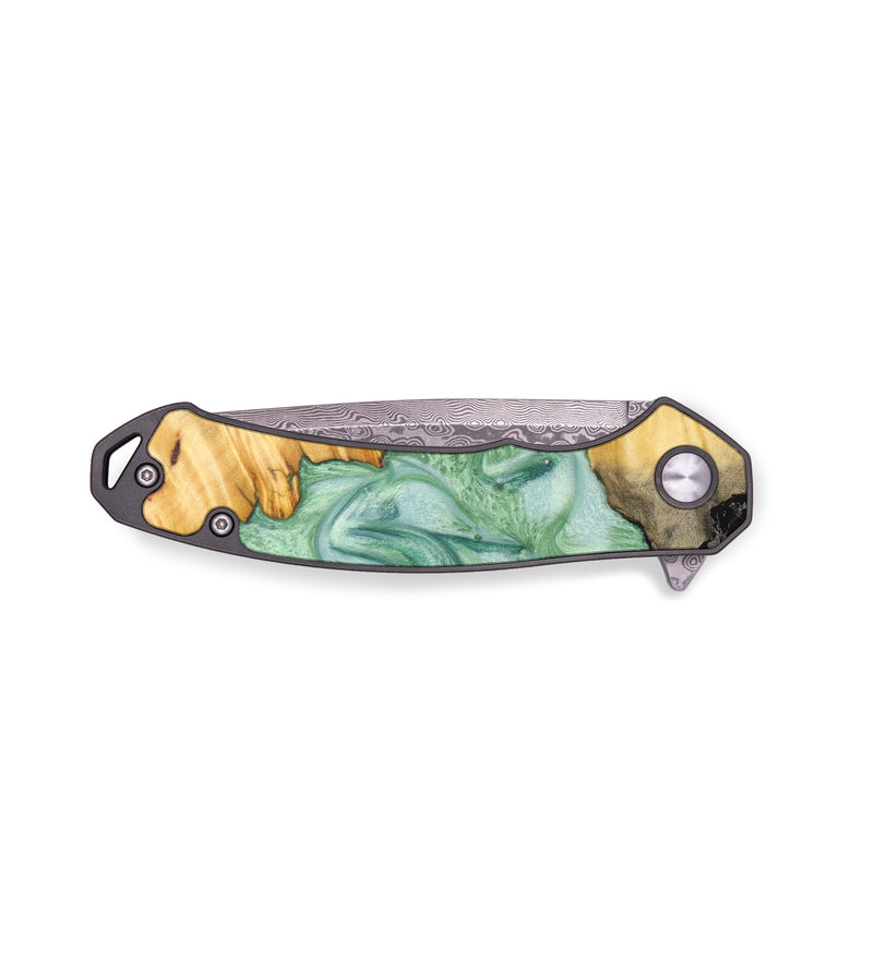 EDC Wood+Resin Pocket Knife - Sienna (Green, 636340)