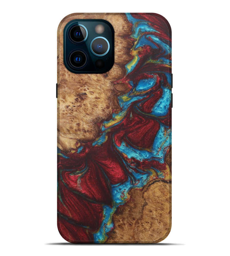 iPhone 12 Pro Max Wood+Resin Live Edge Phone Case - Beryl (Dark Red, 579174)
