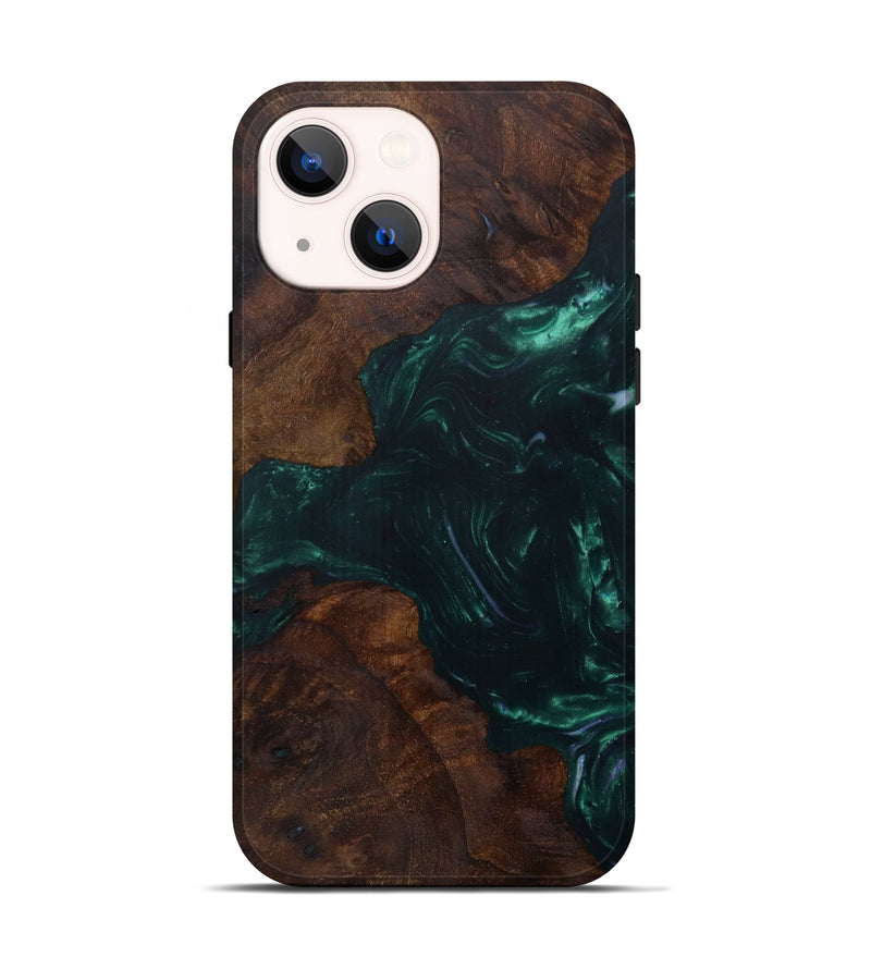 iPhone 13 Wood+Resin Live Edge Phone Case - Davinder (Dark Green, 571487)