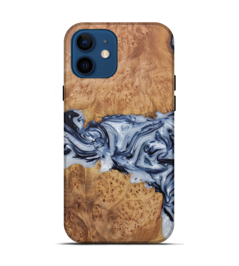 iPhone 12 Wood+Resin Live Edge Phone Case - Merola (Black & White, 581228)