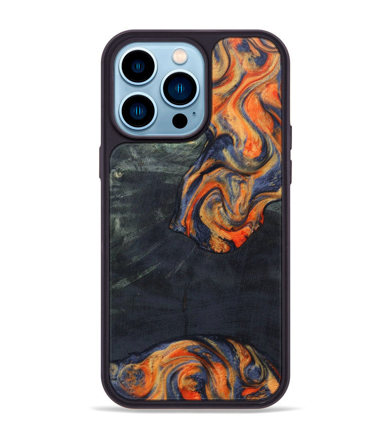 iPhone 14 Pro Max Wood+Resin Phone Case - Lynnette (Lava, 627568)