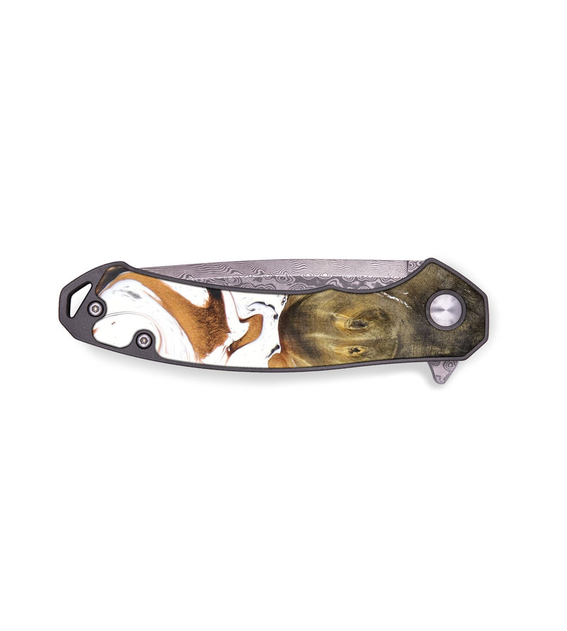 EDC Wood+Resin Pocket Knife - Glenda (Black & White, 636931)