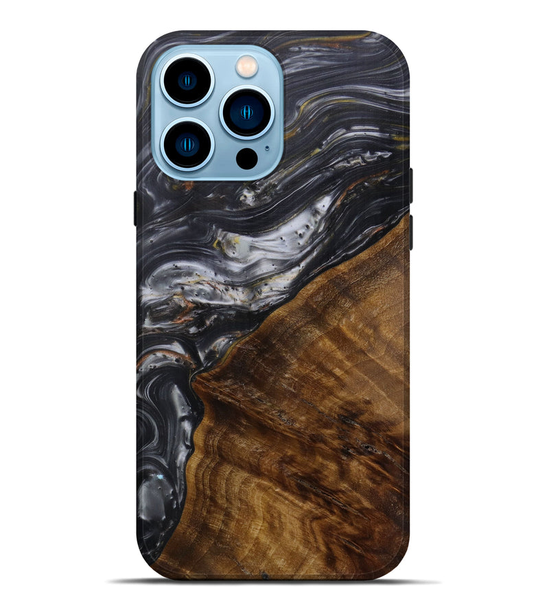 iPhone 14 Pro Max Wood+Resin Live Edge Phone Case - Niek (Metallic, 585212)