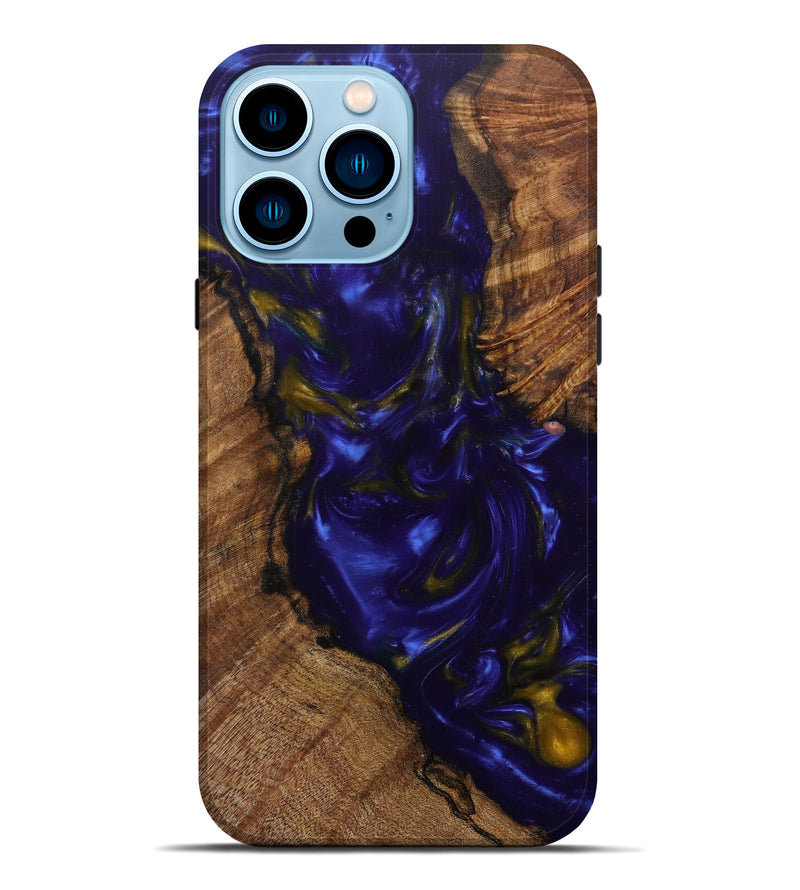iPhone 14 Pro Max Wood+Resin Live Edge Phone Case - Myrah (Dark Blue, 584044)