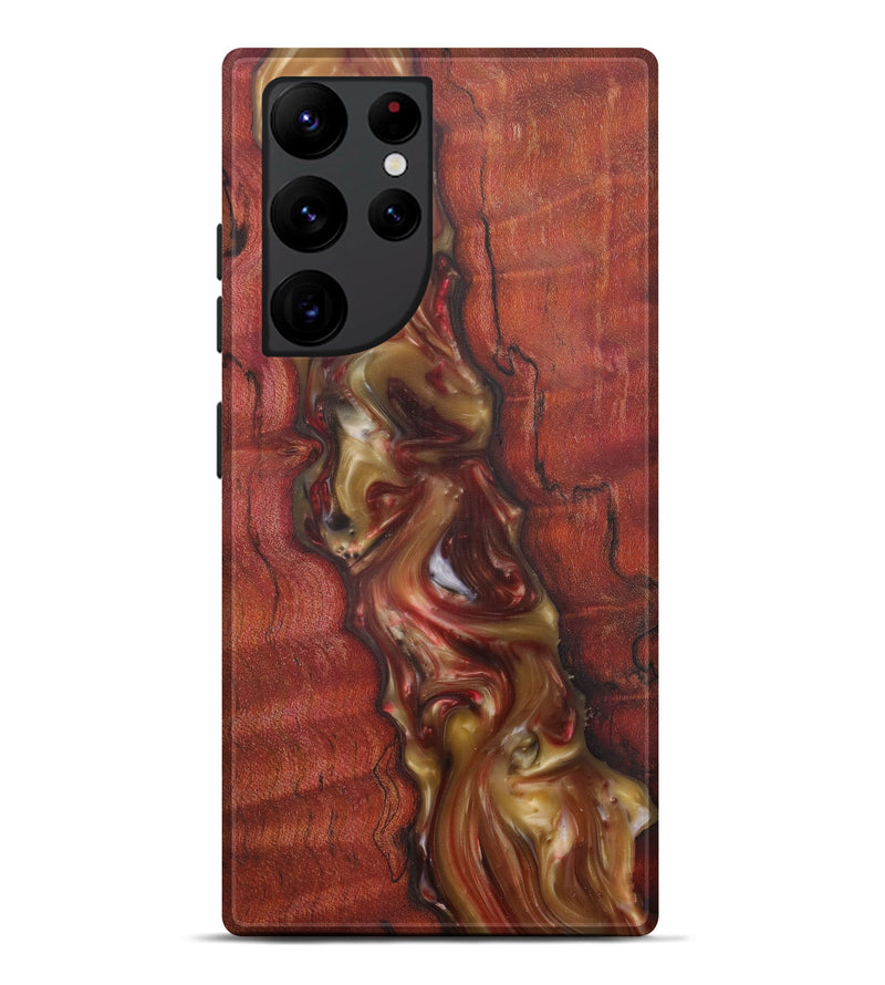 Galaxy S22 Ultra Wood+Resin Live Edge Phone Case - Hope (Dark Red, 576786)