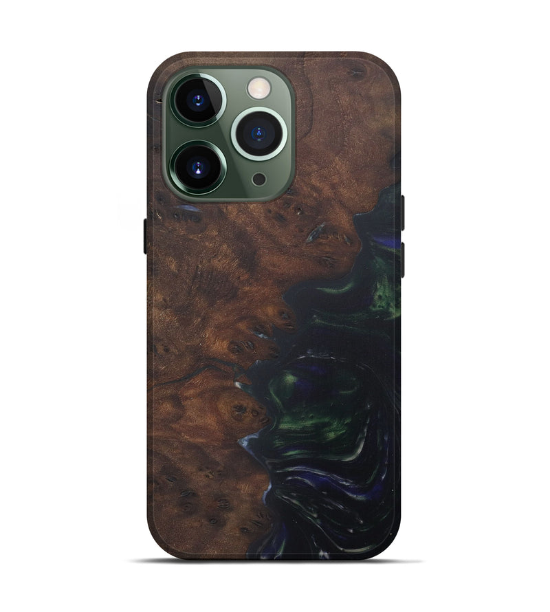 iPhone 13 Pro Wood+Resin Live Edge Phone Case - Fanchon (Dark Green, 575486)