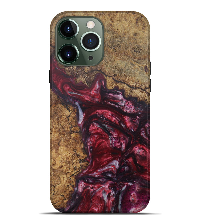 iPhone 13 Pro Max Wood+Resin Live Edge Phone Case - Thang (Dark Red, 579190)