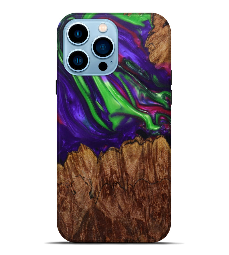 iPhone 14 Pro Max Wood+Resin Live Edge Phone Case - Cristionna (Purple, 585602)