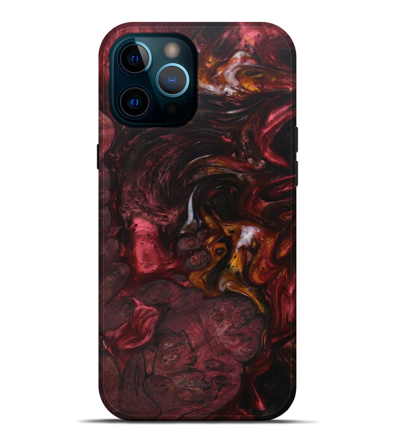 iPhone 12 Pro Max Wood+Resin Live Edge Phone Case - Kasper (Dark Red, 579193)