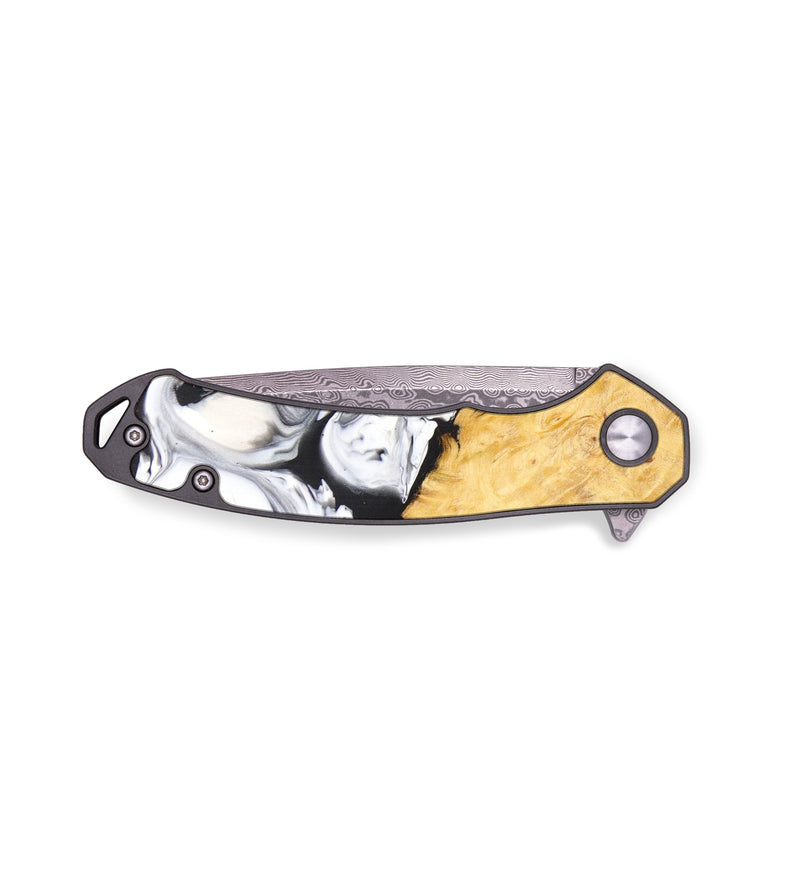 EDC Wood+Resin Pocket Knife - Kathleen (Black & White, 636944)