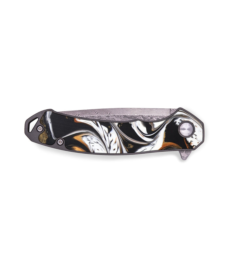 EDC Wood+Resin Pocket Knife - Geraldine (Black & White, 636497)