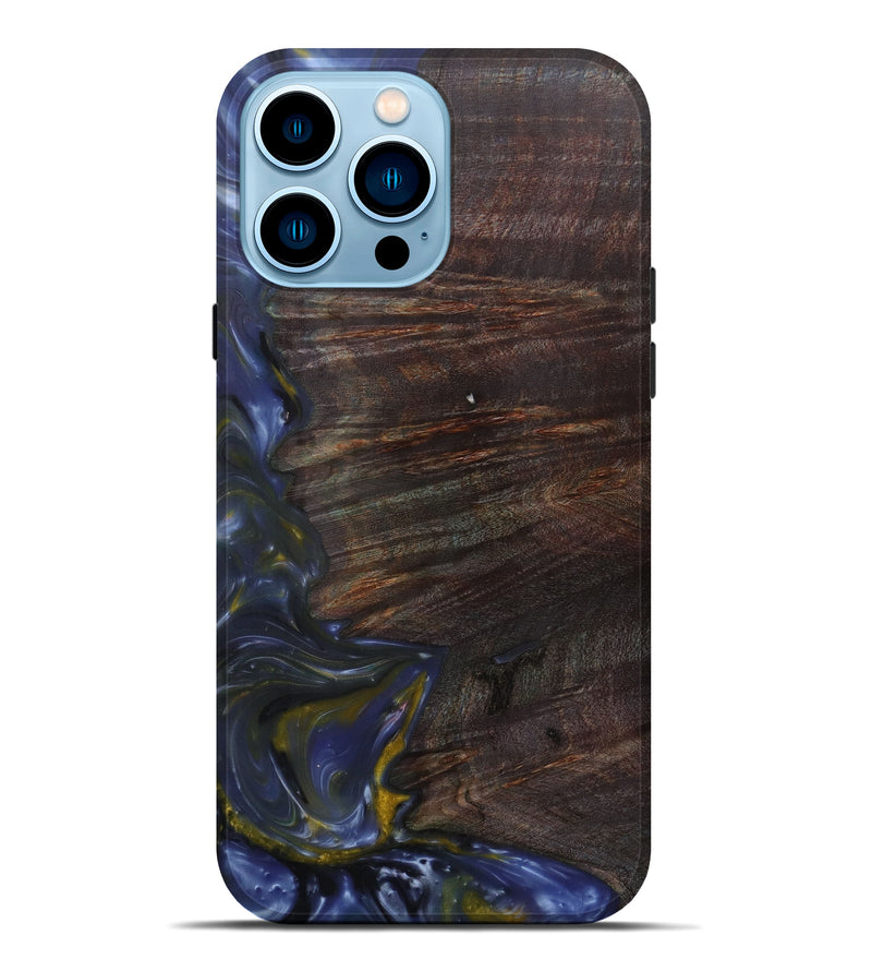 iPhone 14 Pro Max Wood+Resin Live Edge Phone Case - Lilllie (Light Blue, 586293)