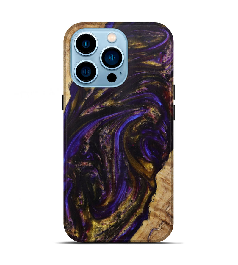 iPhone 14 Pro Wood+Resin Live Edge Phone Case - Juergen (Purple, 585218)