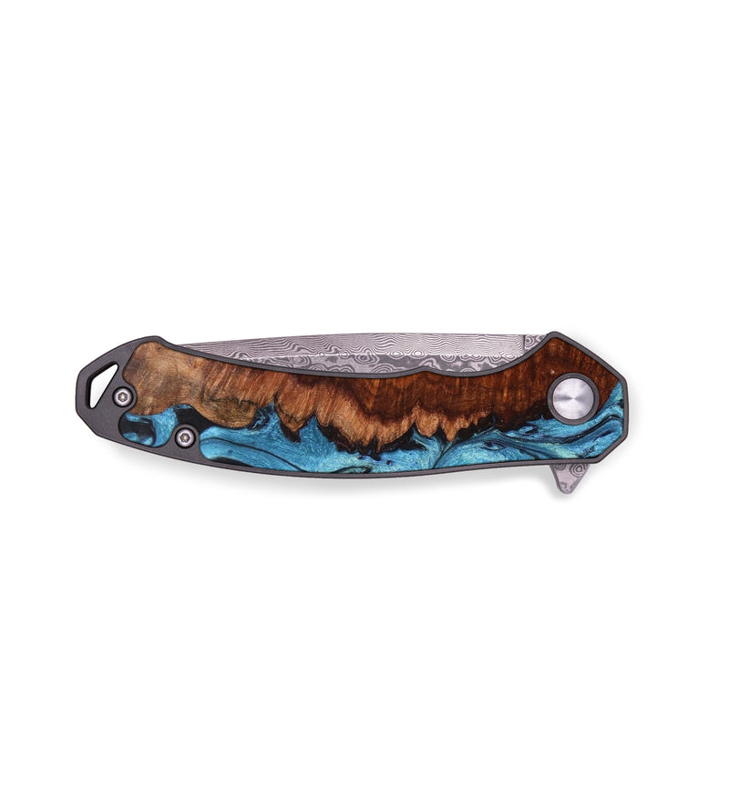 EDC Wood+Resin Pocket Knife - Sharon (Blue, 637072)