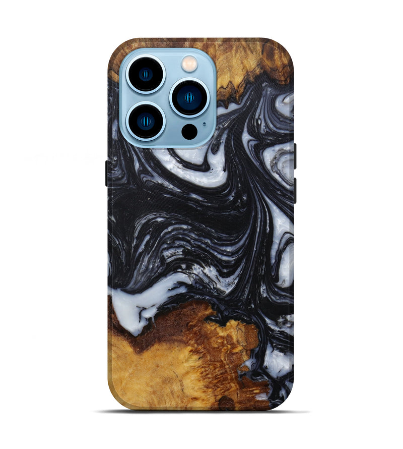 iPhone 14 Pro Wood+Resin Live Edge Phone Case - Melba (Black & White, 589830)