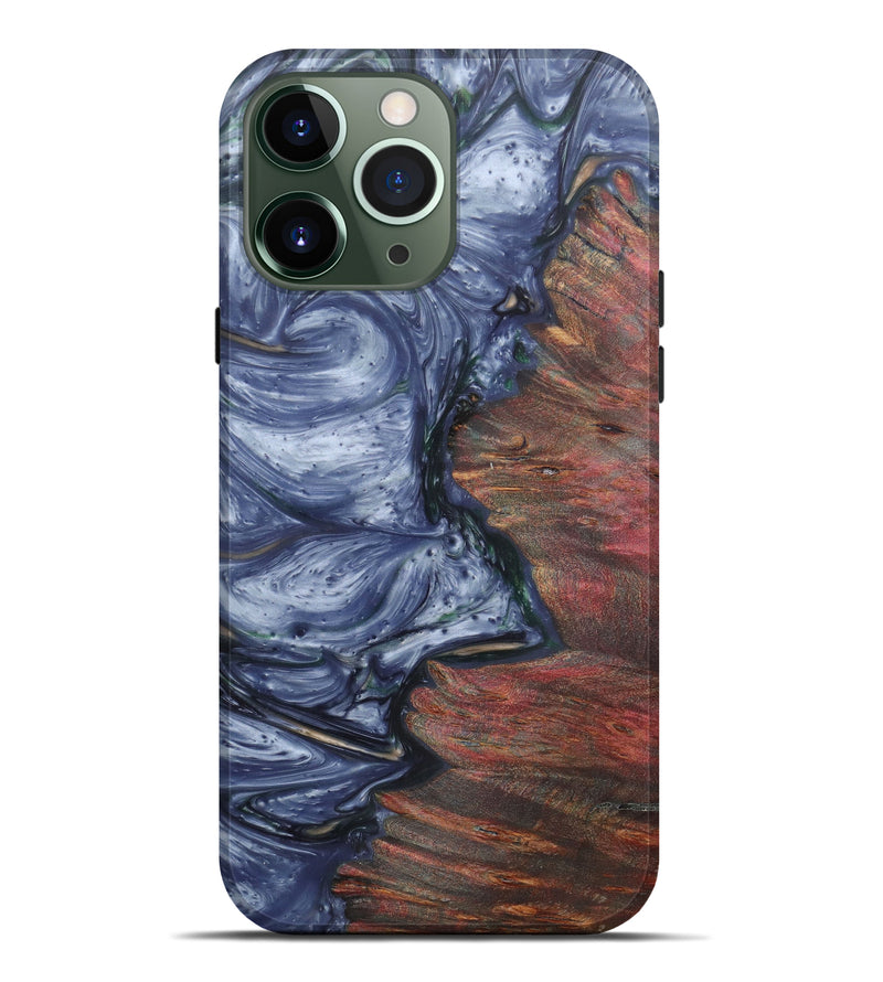 iPhone 13 Pro Max Wood+Resin Live Edge Phone Case - Hyacinthia (Light Blue, 576775)