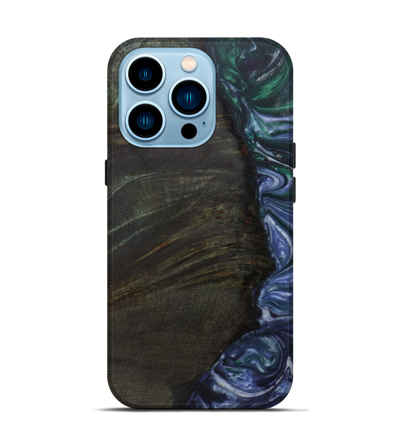 iPhone 14 Pro Wood+Resin Live Edge Phone Case - Mahmood (Light Blue, 582849)