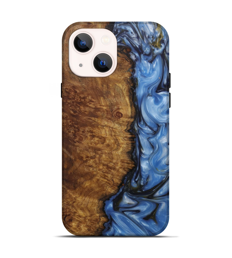 iPhone 13 Wood+Resin Live Edge Phone Case - Maidsir (Light Blue, 580095)